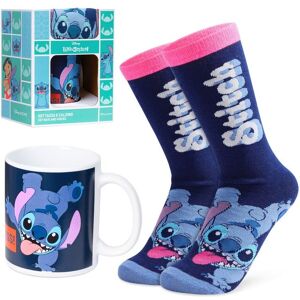 Disney Women's Stitch Blue Slip Socks & Mug Gift Set Multicolor Disney Women's Stitch Blue Slip Socks & Mug Gift Set Multicolor