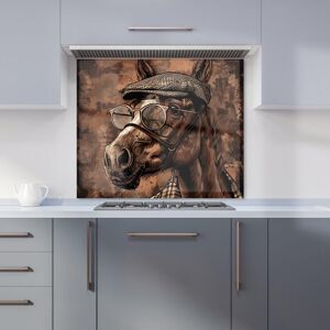 Warren Reed - Designer Dapper Horse with Tweed Cap Kitchen Splashback in Black Size: 700mm x 650mm Black 700mm x 650mm Warren Reed - Designer Dapper Horse with Tweed Cap Kitchen Splashback in Black Size: 700mm x 650mm Black 700mm x 650mm