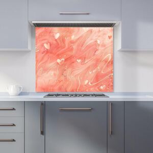 Warren Reed - Designer Salmon Pink With Hearts Marble Effect Kitchen Splashback Size: 600mm x 600mm Pink 600mm x 600mm Warren Reed - Designer Salmon Pink With Hearts Marble Effect Kitchen Splashback Size: 600mm x 600mm Pink 600mm x 600mm
