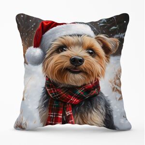 Warren Reed - Designer Christmas Yorkshire Terrier Cushion in Brown Size: 45 cm x 45 cm Brown 45 cm x 45 cm Warren Reed - Designer Christmas Yorkshire Terrier Cushion in Brown Size: 45 cm x 45 cm Brown 45 cm x 45 cm