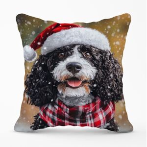 Warren Reed - Designer Christmas Spanish Water Dog Cushion in Black Size: 45 cm x 45 cm Black 45 cm x 45 cm Warren Reed - Designer Christmas Spanish Water Dog Cushion in Black Size: 45 cm x 45 cm Black 45 cm x 45 cm