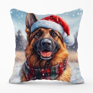 Warren Reed - Designer Christmas German Shepherd Cushion in Brown Size: 60 cm x 60 cm Brown 60 cm x 60 cm Warren Reed - Designer Christmas German Shepherd Cushion in Brown Size: 60 cm x 60 cm Brown 60 cm x 60 cm