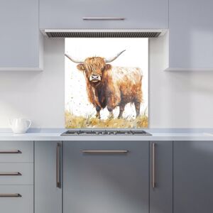 Warren Reed - Designer Watercolour Highland Cow Kitchen Splashback in Brown Size: 600mm x 650mm Brown 600mm x 650mm Warren Reed - Designer Watercolour Highland Cow Kitchen Splashback in Brown Size: 600mm x 650mm Brown 600mm x 650mm