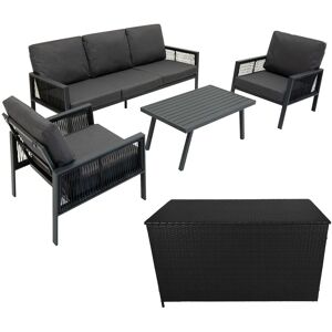 Monstershop Aluminium 4 Piece Sofa Set with Black Rattan Storage Box - Anthracite Grey Grey Monstershop Aluminium 4 Piece Sofa Set with Black Rattan Storage Box - Anthracite Grey Grey