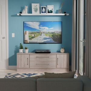 Ready Assembled 2 U Gloucester 2 Door 2 Drawer Superwide TV Unit (Ready Assembled) in Light Grey Light Grey Ready Assembled 2 U Gloucester 2 Door 2 Drawer Superwide TV Unit (Ready Assembled) in Light Grey Light Grey