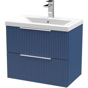 Balterley Fluted 600mm Wall Hung 2-Drawer Vanity with Mid-Edge Basin - Blue Blue Balterley Fluted 600mm Wall Hung 2-Drawer Vanity with Mid-Edge Basin - Blue Blue