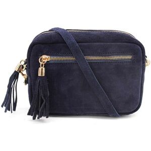 Pluspup Women's Small Italian Genuine Suede Crossbody Camera Bag With Tassel in Navy Navy One Size Pluspup Women's Small Italian Genuine Suede Crossbody Camera Bag With Tassel in Navy Navy One Size