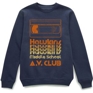 Stranger Things Official Hawkins AV Club Sweatshirt - Navy Size: Large Navy L Stranger Things Official Hawkins AV Club Sweatshirt - Navy Size: Large Navy L