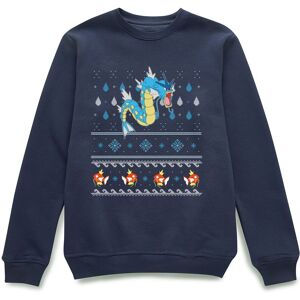 Pokemon Official Gyarados Christmas Sweatshirt - Navy in White Size: Medium White M Pokemon Official Gyarados Christmas Sweatshirt - Navy in White Size: Medium White M