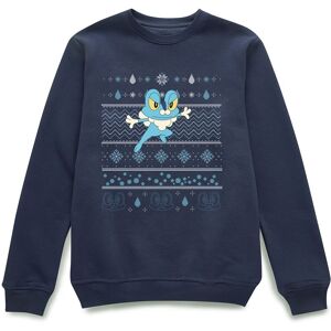 Pokemon Official Froakie Christmas Sweatshirt - Navy in White Size: Medium White M Pokemon Official Froakie Christmas Sweatshirt - Navy in White Size: Medium White M