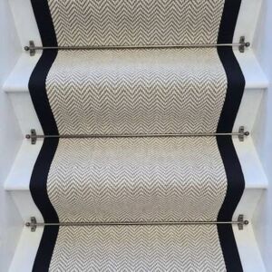 RainbowHome Herringbone Dapple Pure Wool Stair Runner With 100% Cotton Border in Light Grey Size: 70 cm x 650 cm Light Grey 70 cm x 650 cm RainbowHome Herringbone Dapple Pure Wool Stair Runner With 100% Cotton Border in Light Grey Size: 70 cm x 650 cm Light Grey 70 cm x 650 cm