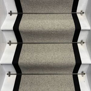 RainbowHome Squirrel Grey Wool Stair Runner With 100% Cotton Black Border Size: 70 cm x 650 cm Grey 70 cm x 650 cm RainbowHome Squirrel Grey Wool Stair Runner With 100% Cotton Black Border Size: 70 cm x 650 cm Grey 70 cm x 650 cm