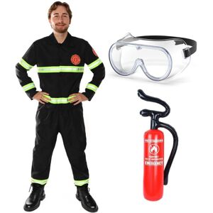 I Love Fancy Dress Men's Fireman Costume 4 Pcs - Top, Trousers, Goggles & Inf Extinguisher Size: 2XL Multicolor 2XL I Love Fancy Dress Men's Fireman Costume 4 Pcs - Top, Trousers, Goggles & Inf Extinguisher Size: 2XL Multicolor 2XL