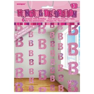 Unique Party Pink 13th Birthday Anniversary Hanging String Decorations Pink Unique Party Pink 13th Birthday Anniversary Hanging String Decorations Pink