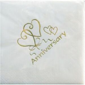 NPK Gold Anniversary Foil Printed Napkins (Pack Of 15) in White White NPK Gold Anniversary Foil Printed Napkins (Pack Of 15) in White White