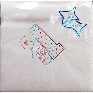 NPK 1st Birthday Foil Printed Napkins (Pack Of 15) in White White NPK 1st Birthday Foil Printed Napkins (Pack Of 15) in White White