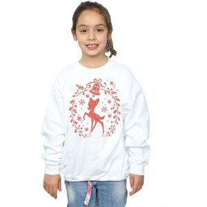 Disney Girl's Bambi Christmas Wreath Sweatshirt in White Size: 7-8 Years White 7-8 Years Disney Girl's Bambi Christmas Wreath Sweatshirt in White Size: 7-8 Years White 7-8 Years