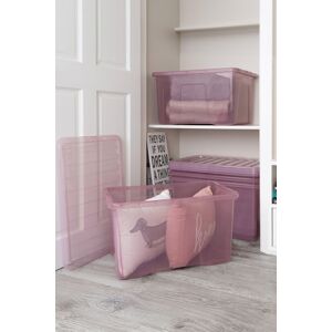 Wham Crystal 5 x 60L Stackable Plastic Storage Boxes with Lids in Pink Pink Wham Crystal 5 x 60L Stackable Plastic Storage Boxes with Lids in Pink Pink