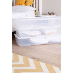 Wham Crystal 3 x 55L Stackable Plastic Storage Boxes with Lids Clear Clear Wham Crystal 3 x 55L Stackable Plastic Storage Boxes with Lids Clear Clear