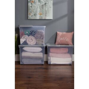 Wham Plastic Storage Box with Wheels & Folding Lid, (3x80L) in Clear Clear Wham Plastic Storage Box with Wheels & Folding Lid, (3x80L) in Clear Clear