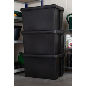 Wham Bam 3 x 62L Stackable Recycled Plastic Storage Box & Lid in Black Black Wham Bam 3 x 62L Stackable Recycled Plastic Storage Box & Lid in Black Black