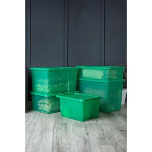 Wham Crystal 5 Piece Multisize Stackable Plastic Storage Organiser Box & Lid in Green Green Wham Crystal 5 Piece Multisize Stackable Plastic Storage Organiser Box & Lid in Green Green