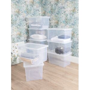 Wham Crystal 10 x 60L Stackable Plastic Storage Boxes with Lids in Clear Clear Wham Crystal 10 x 60L Stackable Plastic Storage Boxes with Lids in Clear Clear
