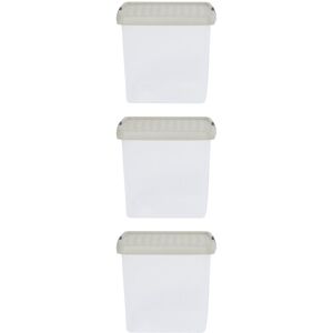 Wham Clip 3x 14L Square Plastic Storage Boxes with Clip Lock Lids in Stone Stone Wham Clip 3x 14L Square Plastic Storage Boxes with Clip Lock Lids in Stone Stone
