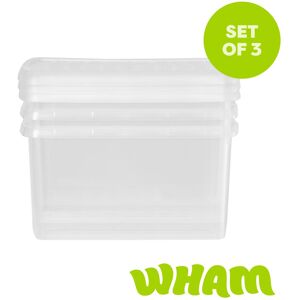 Wham Clip 3x 14L Rectangular Plastic Storage Boxes with Clip Lock Lids in Clear Clear Wham Clip 3x 14L Rectangular Plastic Storage Boxes with Clip Lock Lids in Clear Clear