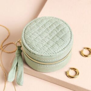 Lisa Angel Women's Quilted Mini Round Travel Jewellery Case in Mint Mint Lisa Angel Women's Quilted Mini Round Travel Jewellery Case in Mint Mint
