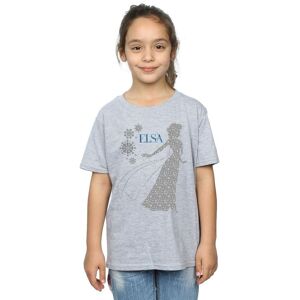 Disney Girl's Frozen Elsa Christmas Silhouette Cotton T-Shirt in Grey Size: 5-6 Years Grey 5-6 Years Disney Girl's Frozen Elsa Christmas Silhouette Cotton T-Shirt in Grey Size: 5-6 Years Grey 5-6 Years