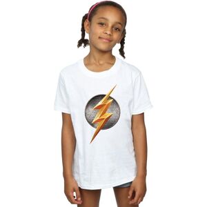 DC Comics Girl's Justice League Movie Flash Emblem Cotton T-Shirt in White Size: 5-6 Years White 5-6 Years DC Comics Girl's Justice League Movie Flash Emblem Cotton T-Shirt in White Size: 5-6 Years White 5-6 Years