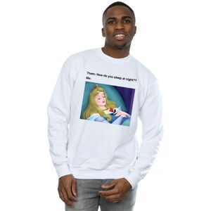 Disney Men's Sleeping Beauty Meme Sweatshirt in White Size: XL White XL Disney Men's Sleeping Beauty Meme Sweatshirt in White Size: XL White XL
