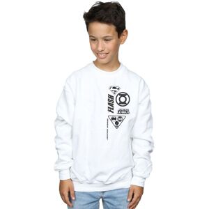 DC Comics Boy's Justice League Chest Icons Sweatshirt in White Size: 9 Years White 9 Years DC Comics Boy's Justice League Chest Icons Sweatshirt in White Size: 9 Years White 9 Years