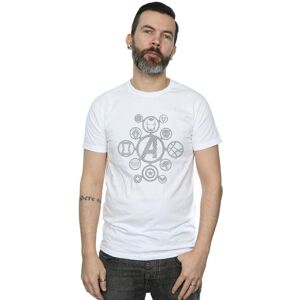 Marvel Men's Avengers Infinity War Distressed Metal Icons T-Shirt in White Size: Large White L Marvel Men's Avengers Infinity War Distressed Metal Icons T-Shirt in White Size: Large White L