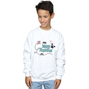 Disney Boy's Mary Poppins Logo Sweatshirt in White Size: 5-6 Years White 5-6 Years Disney Boy's Mary Poppins Logo Sweatshirt in White Size: 5-6 Years White 5-6 Years
