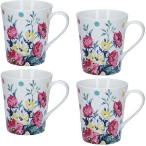 Mikasa Set of 4 Clovelly Porcelain 330ml Nautical Striple Conical Mugs in White White Mikasa Set of 4 Clovelly Porcelain 330ml Nautical Striple Conical Mugs in White White