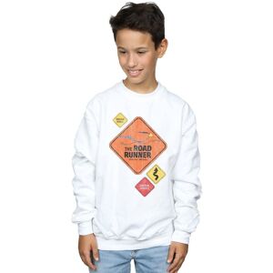 Looney Tunes Boy's Road Runner Road Sign Sweatshirt in White Size: 7-8 Years White 7-8 Years Looney Tunes Boy's Road Runner Road Sign Sweatshirt in White Size: 7-8 Years White 7-8 Years