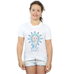 Disney Girl's Frozen Elsa Snowflake Cotton T-Shirt in White Size: 7-8 Years White 7-8 Years Disney Girl's Frozen Elsa Snowflake Cotton T-Shirt in White Size: 7-8 Years White 7-8 Years