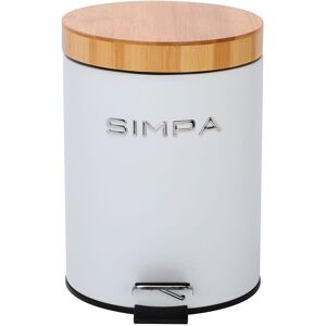simpa 5L Soft-Closing Pedal Dustbin with Bamboo Lid in White White simpa 5L Soft-Closing Pedal Dustbin with Bamboo Lid in White White