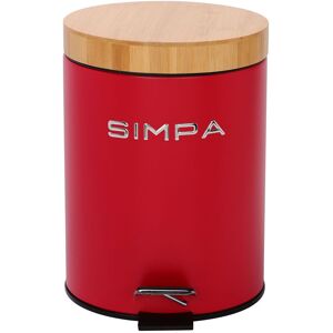 simpa 5L Soft-Closing Pedal Dustbin with Bamboo Lid in Red Red simpa 5L Soft-Closing Pedal Dustbin with Bamboo Lid in Red Red
