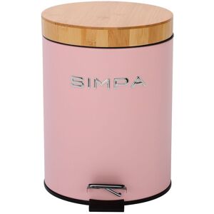 simpa 5L Soft-Closing Pedal Dustbin with Bamboo Lid in Pink Pink simpa 5L Soft-Closing Pedal Dustbin with Bamboo Lid in Pink Pink
