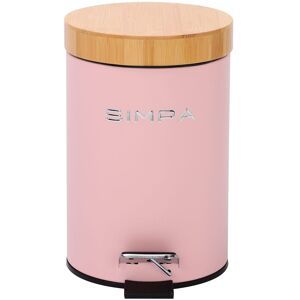 simpa 3L Soft-Closing Pedal Dustbin with Bamboo Lid in Pink Pink simpa 3L Soft-Closing Pedal Dustbin with Bamboo Lid in Pink Pink
