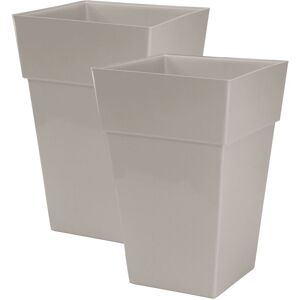 simpa Moda Milano 28L Plastic Gloss Planters - Set of 2 in Taupe Taupe simpa Moda Milano 28L Plastic Gloss Planters - Set of 2 in Taupe Taupe