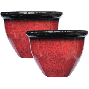 simpa Drip Glaze Two Tone Red Plastic Planters - Set of 2 Size: Small Red S simpa Drip Glaze Two Tone Red Plastic Planters - Set of 2 Size: Small Red S
