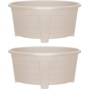 simpa Grosvenor Oval Plastic Planters - Set of 2 in Taupe Taupe simpa Grosvenor Oval Plastic Planters - Set of 2 in Taupe Taupe