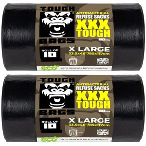 Tough Bags Antibacterial Refuse Bags 85 x 117cm 60μm - 2 x 10 Bag Roll in Black Size: 85 x 117 cm Black 85 x 117 cm Tough Bags Antibacterial Refuse Bags 85 x 117cm 60μm - 2 x 10 Bag Roll in Black Size: 85 x 117 cm Black 85 x 117 cm