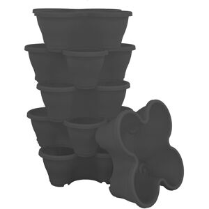 simpa 6PC Quad-Pot Stackable Modular Planters in Black Black simpa 6PC Quad-Pot Stackable Modular Planters in Black Black