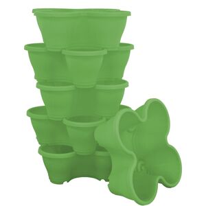 simpa 6PC Quad-Pot Stackable Modular Planters in Green Green simpa 6PC Quad-Pot Stackable Modular Planters in Green Green