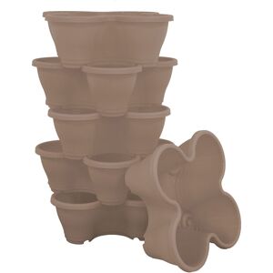 simpa 6PC Quad-Pot Stackable Modular Planters in Taupe Taupe simpa 6PC Quad-Pot Stackable Modular Planters in Taupe Taupe